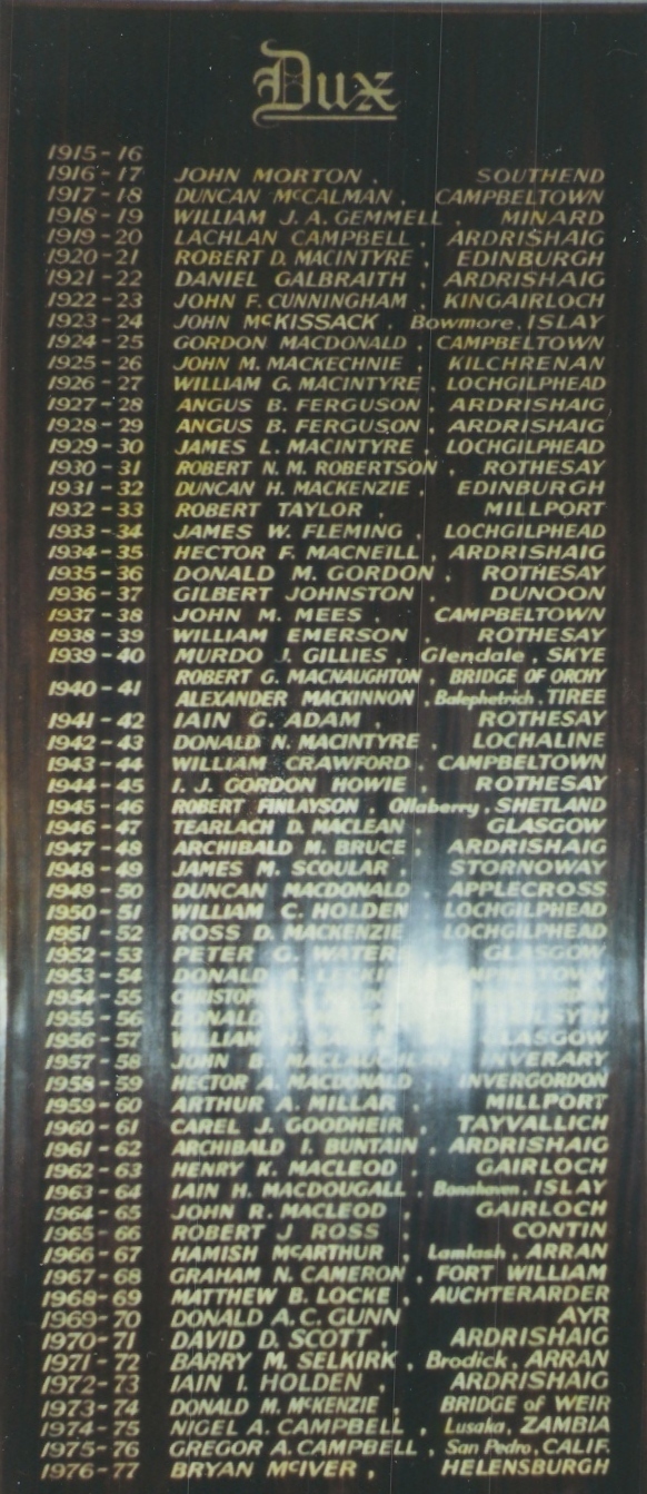 Keil School Dux Board - 1915-2000
